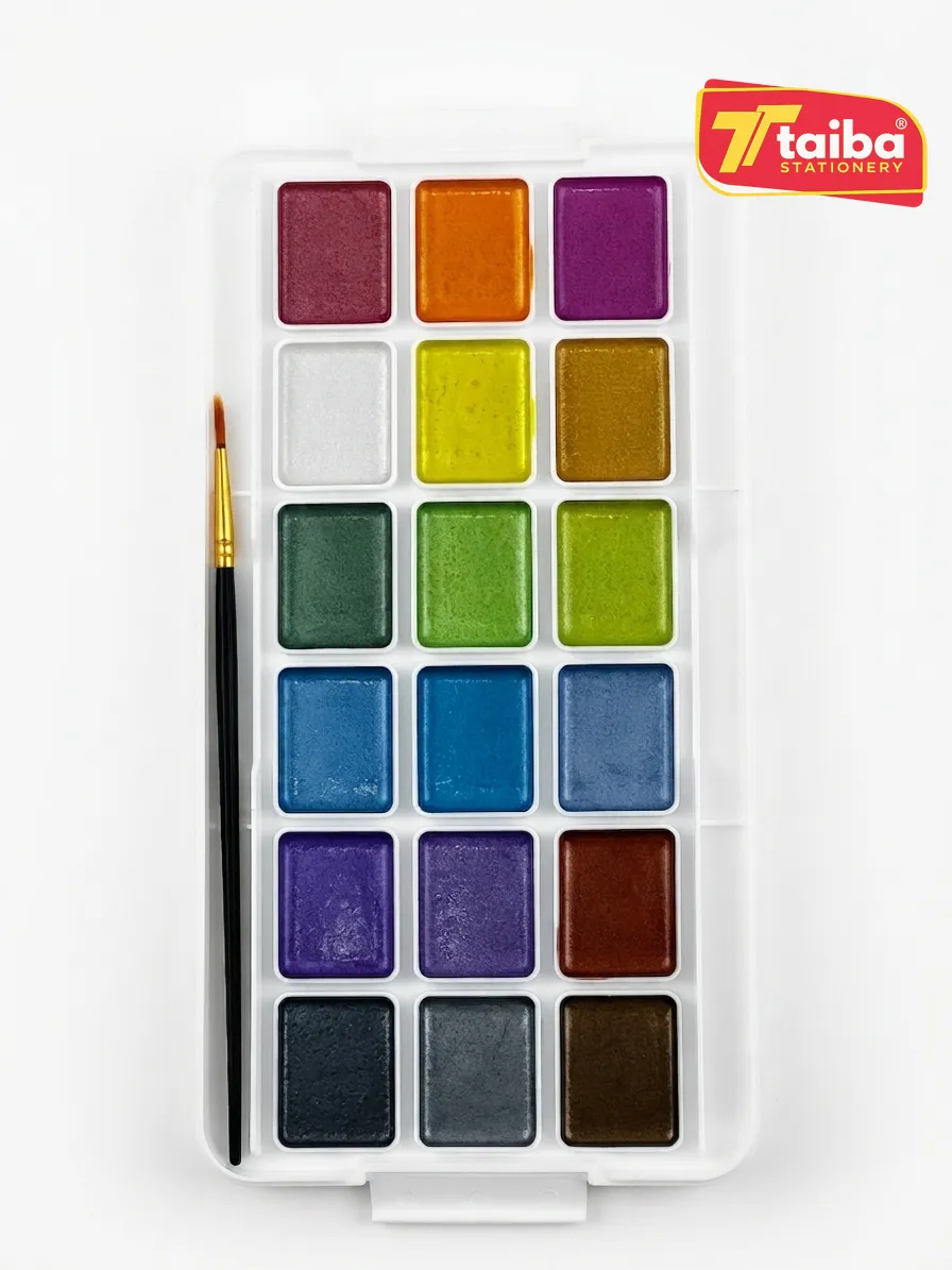 AQUARELLE BUTTERFLY METALLIQUE 18 PASTILLES 30*24MM+PINCEAU TCHNO 7110