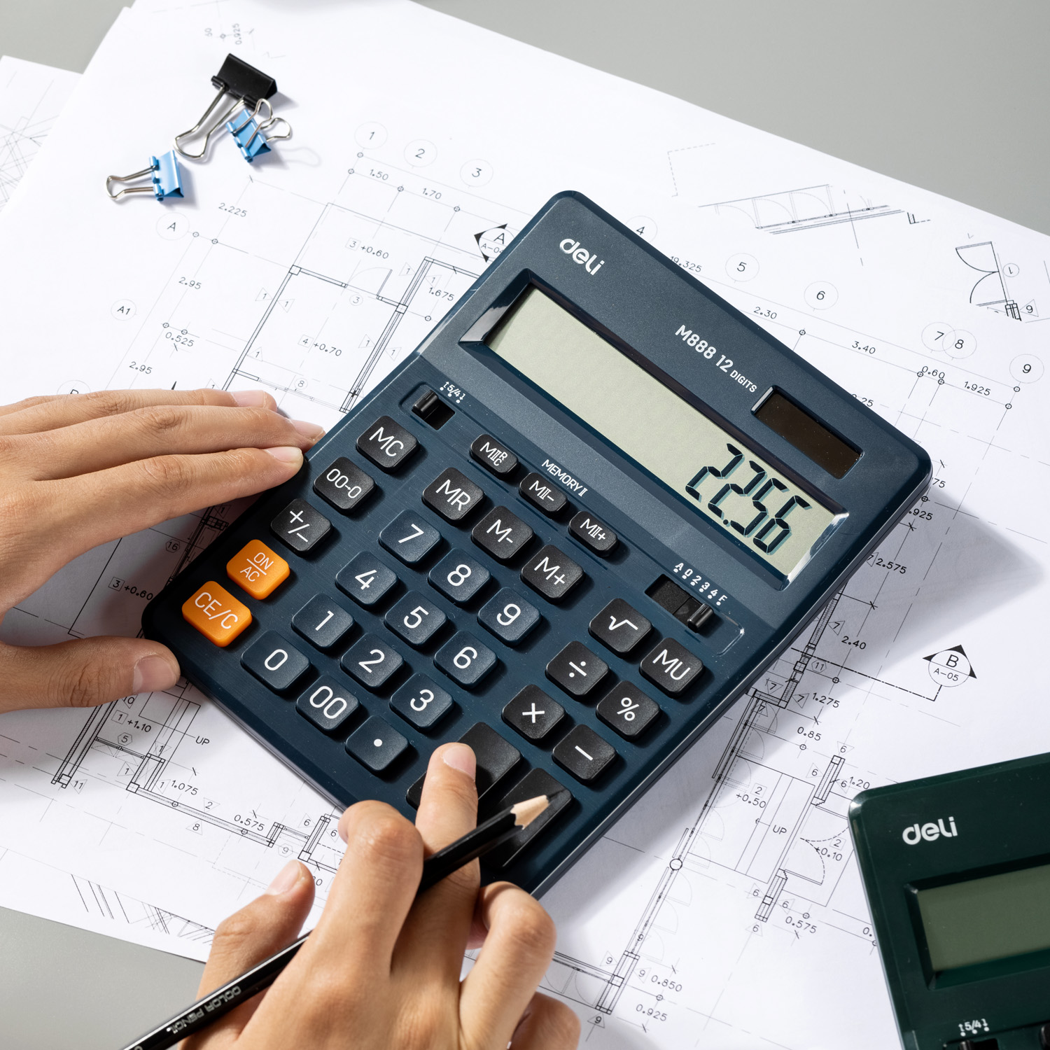 CALCULATRICE DE BUREAU deli 12 CHIFRES DOUBLE MEMOIRE RF M888F  DARK BLUE