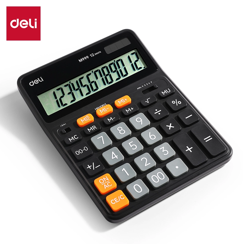 CALCULATRICE DE BUREAU deli 12 CHIFRES DOUBLE MEMOIRE RF M999  BLACK