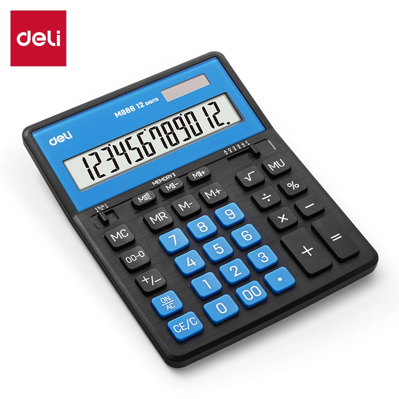 CALCULATRICE DE BUREAU 12 CHIFFRES 203*158*31MM BLACK BLUE M888A DELI