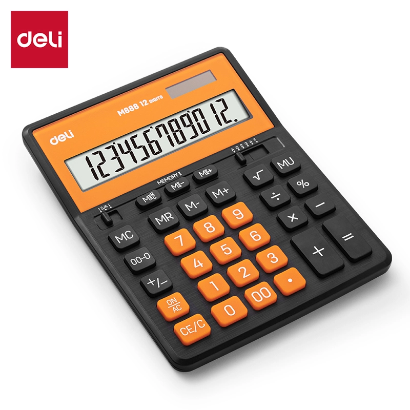 CALCULATRICE DE BUREAU 12 CHIFFRES 203*158*31MM BLACK ORANGE M888A DELI