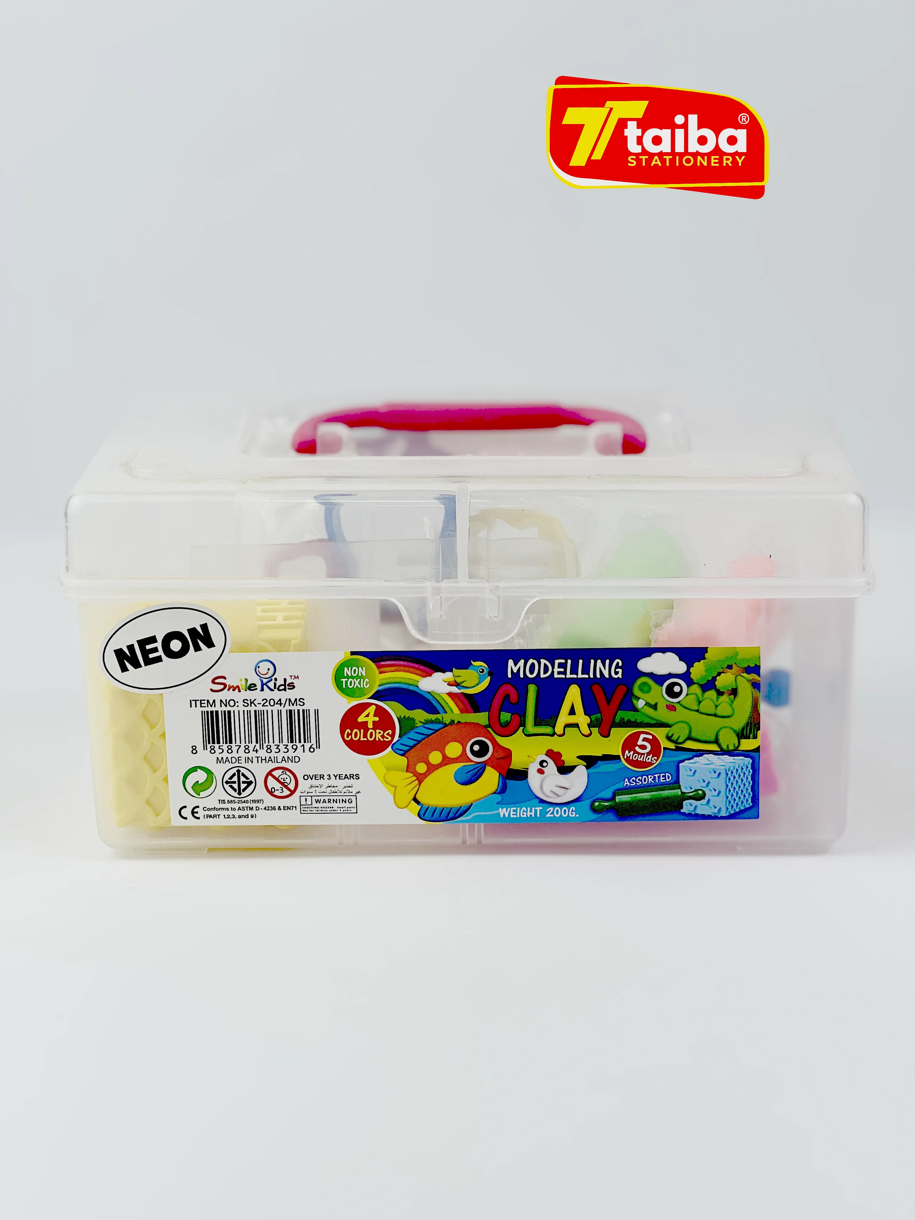 PATE A MODELER SK 200G 4 COULEUR NEON AVEC 4 MOULES EN S-BLISTER SK-204/MS PB800