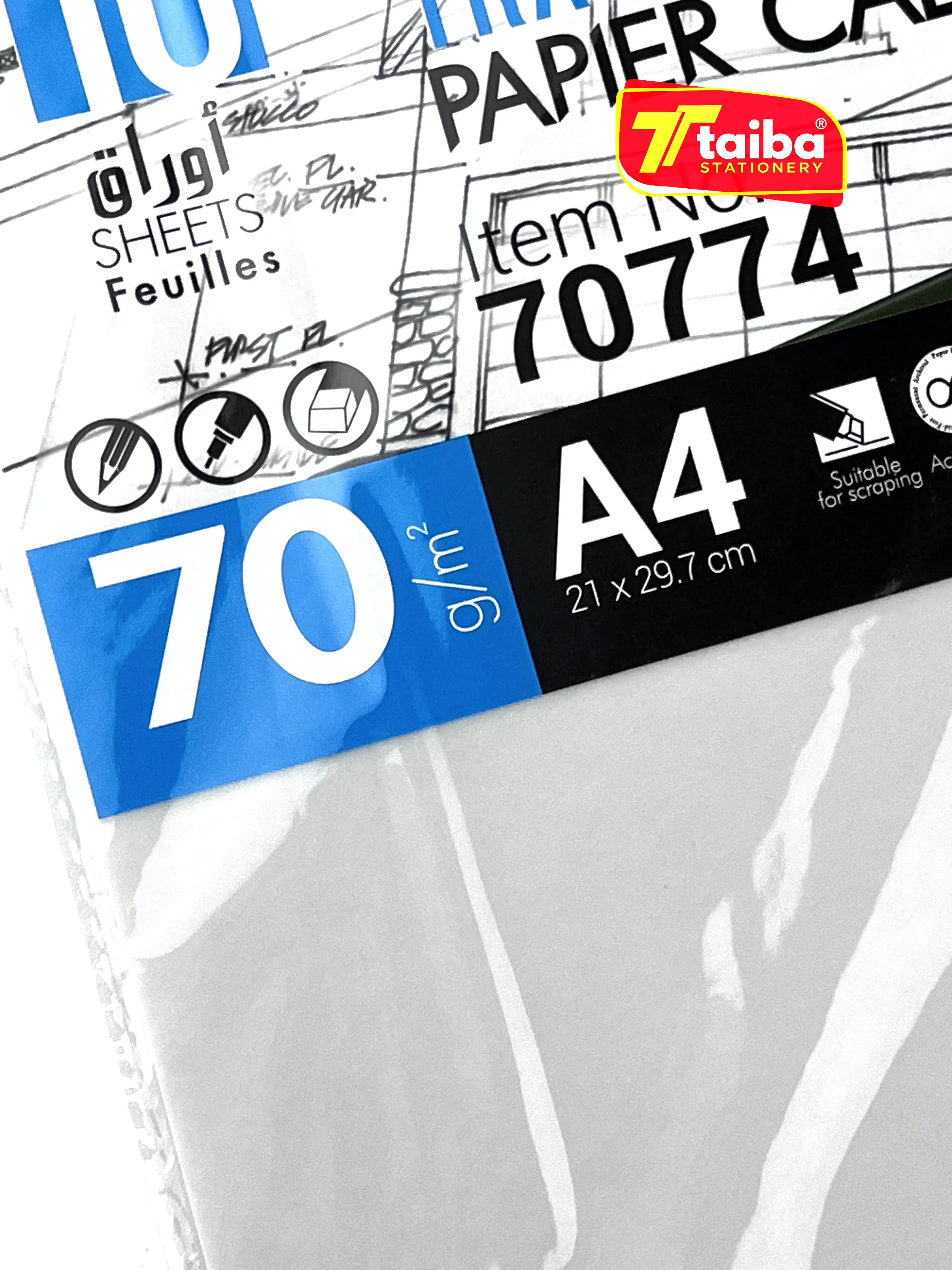 PAPIER CALQUE A4 70G PQT 10 FEULLES TECHNO 70774
