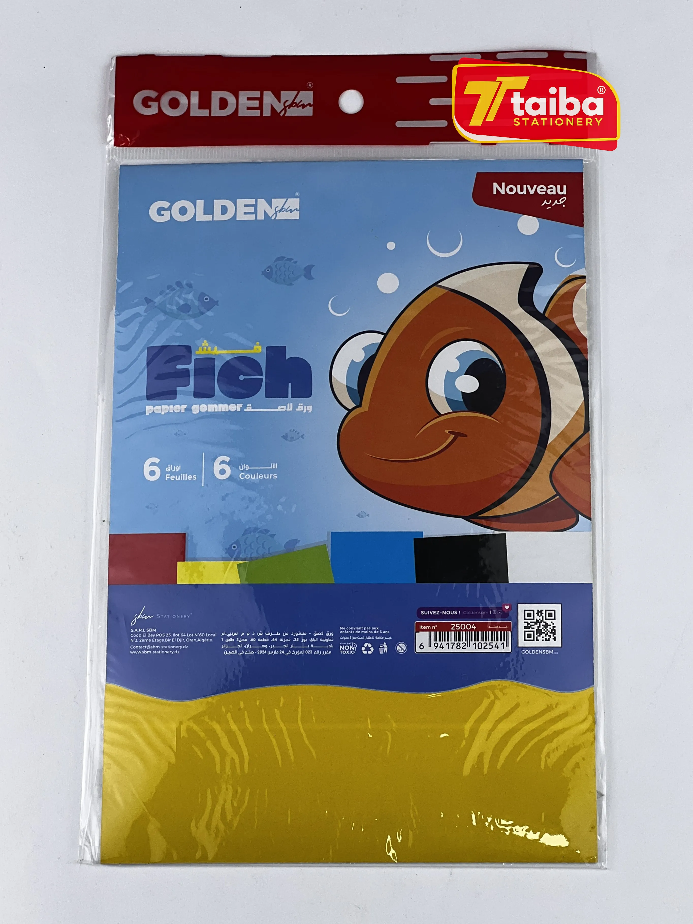 PAPIER GOMME AUTOCOLLANT 6 COUL 25004