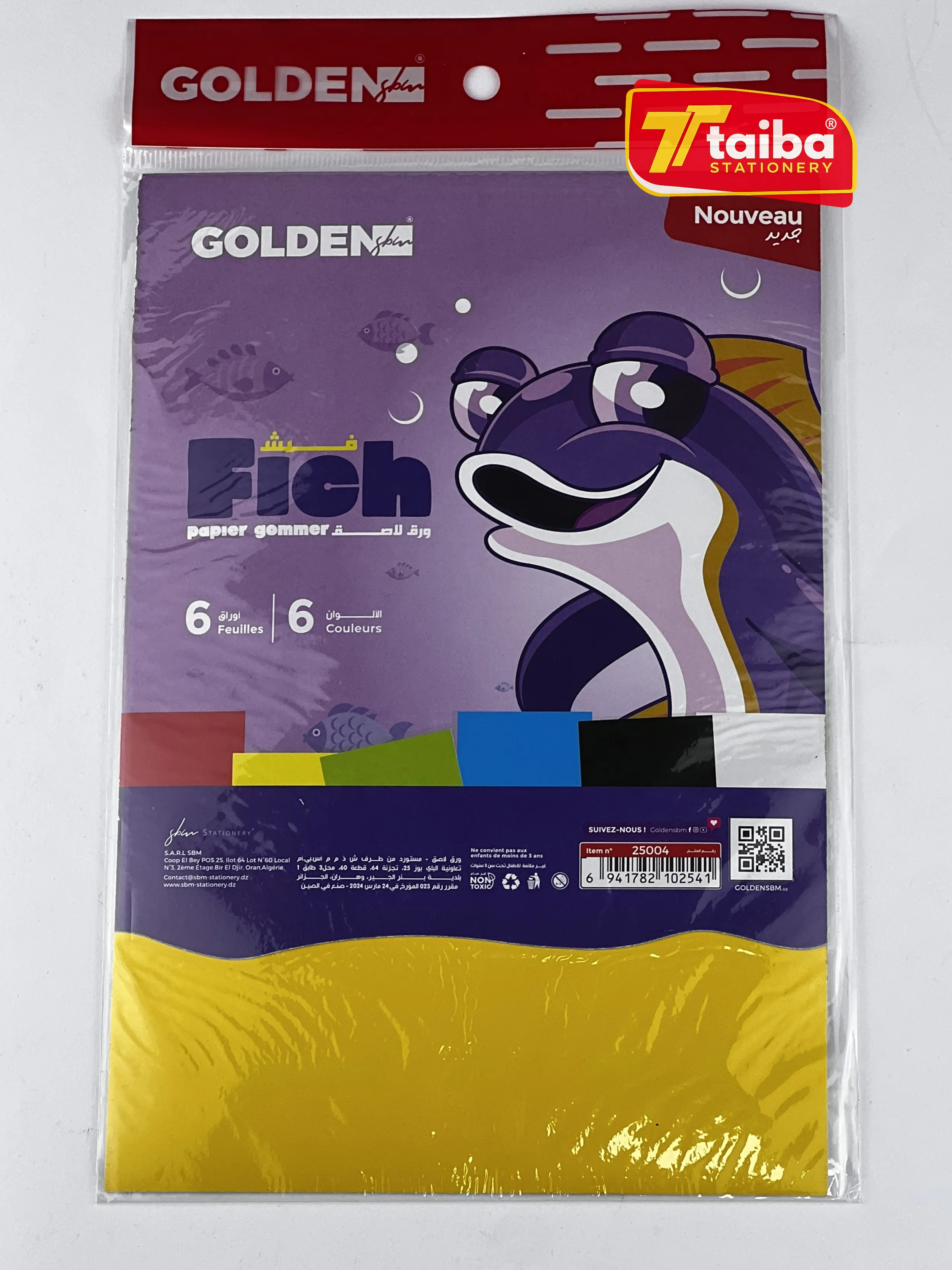 PAPIER GOMME AUTOCOLLANT 6 COUL 25004