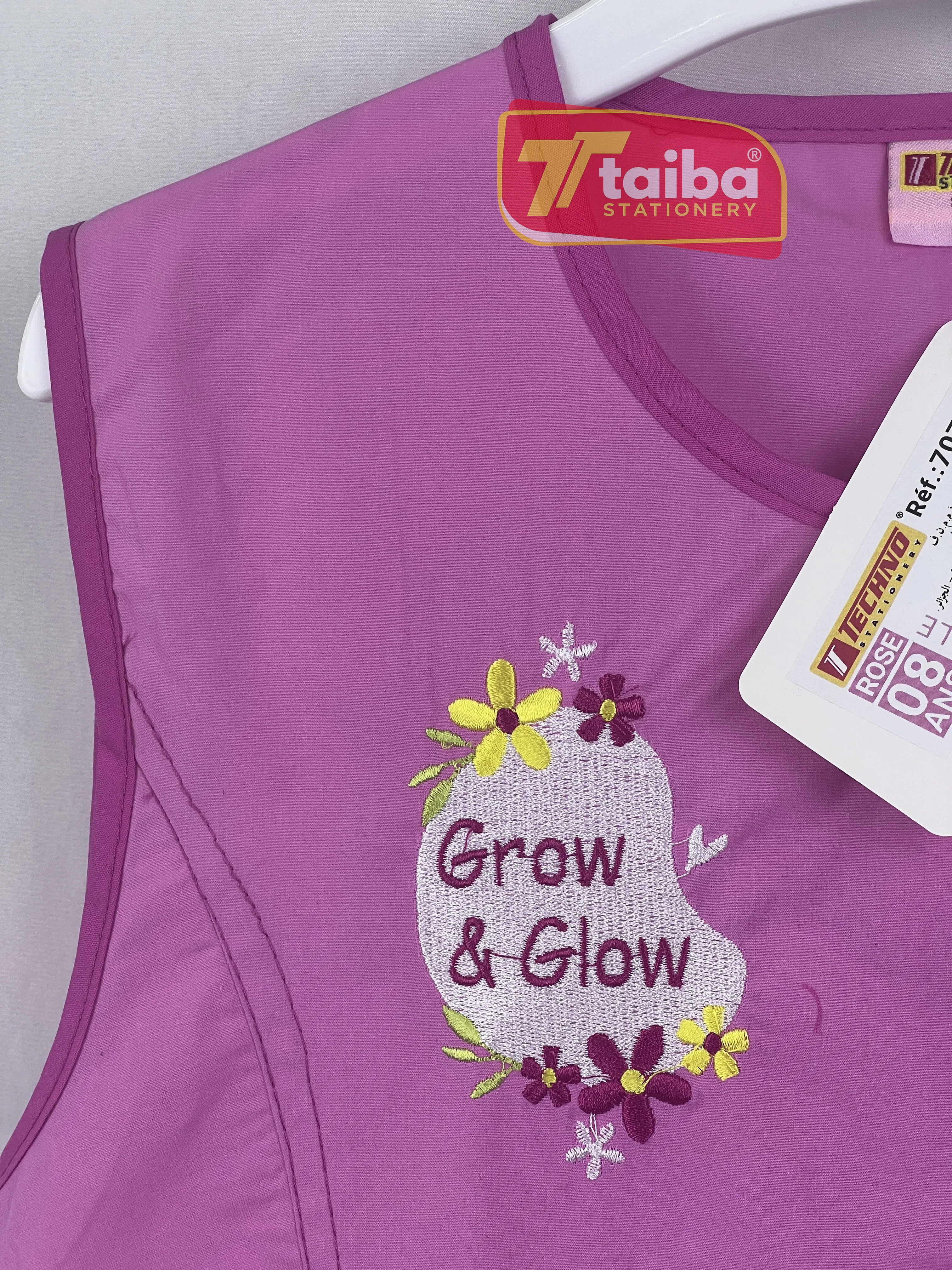 TABLIER SCOLAIRE FILLE 8 ANS ROSE BOUTTON TCHNO
