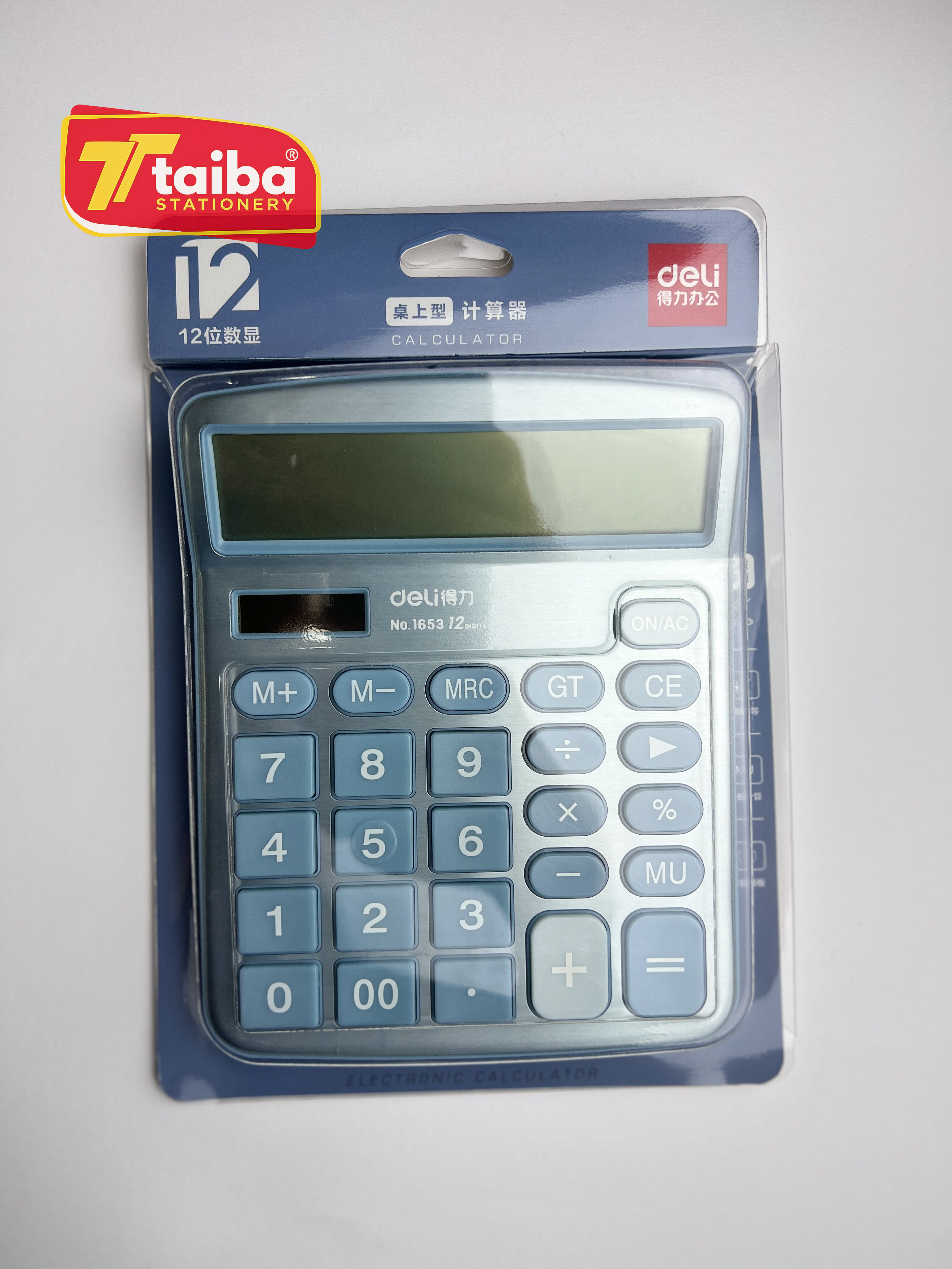 CALCULATRICE DE BUREAU 12 CHIFFRES 179*144*39MM EN METAL 1653 LIGHT BLUE DELI